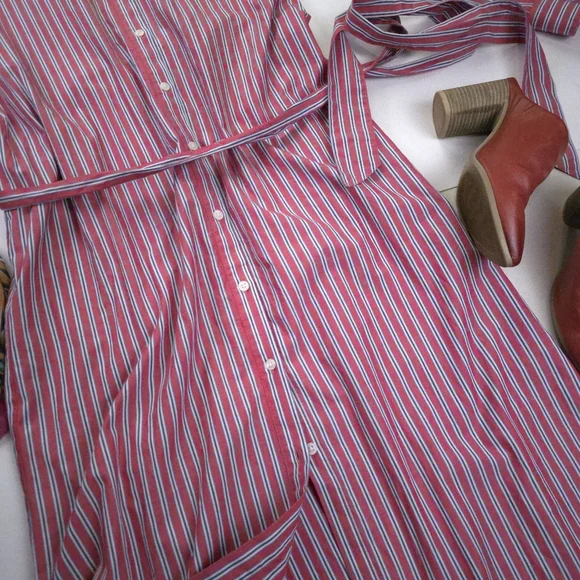 New Southern Tide Striped Red and White Womens Belted Pocketed Maxi Dress Sz S - Picture 15 of 15
